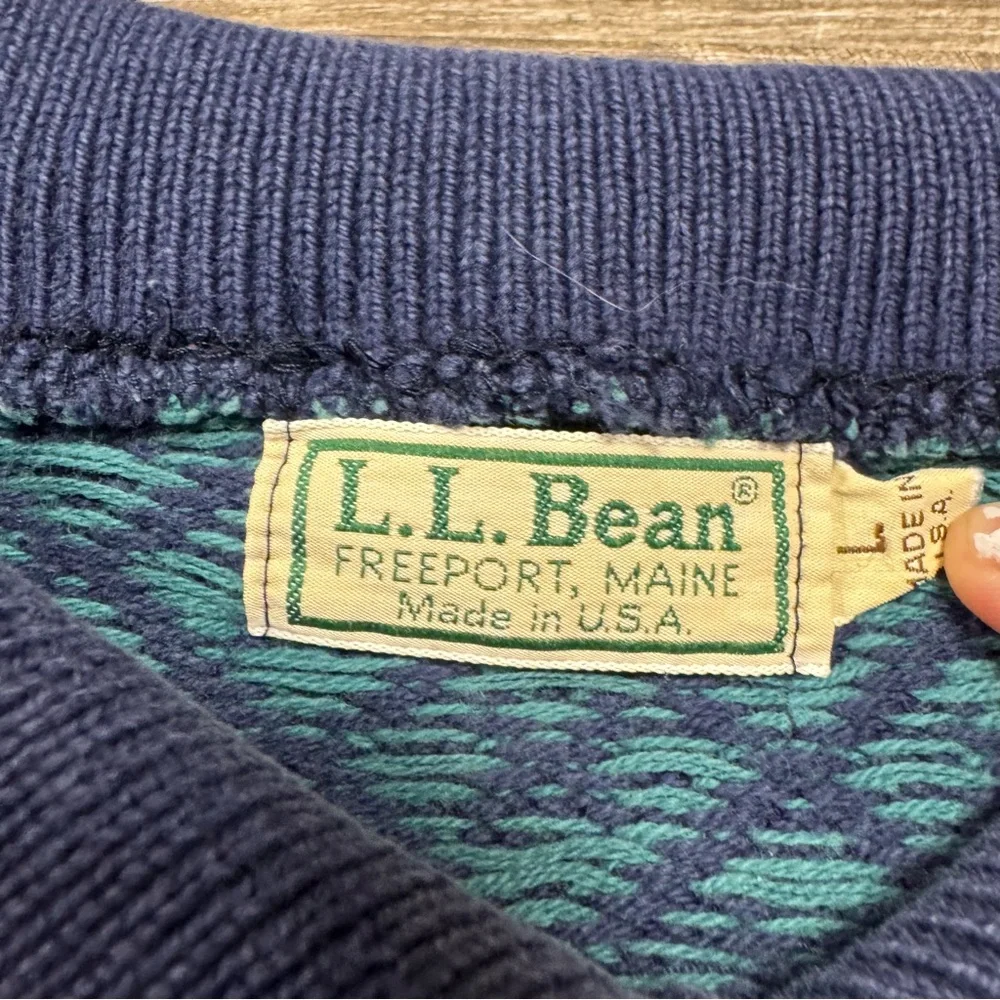 LL Bean Vintage 100% Cotton Sweater Size Large - Picture 4 of 8